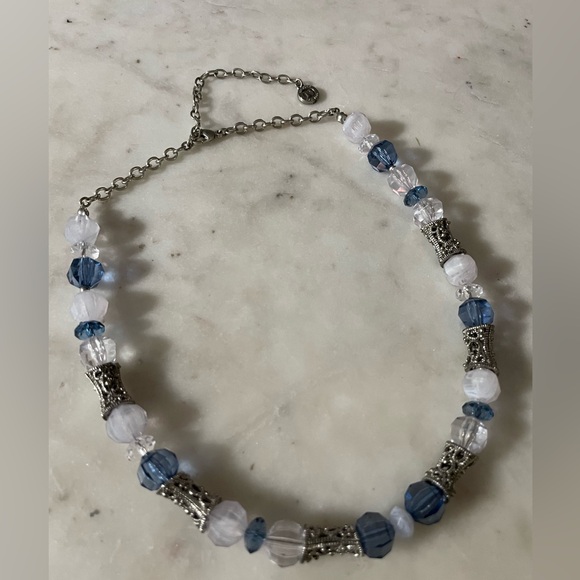 Gently worn blue and silver beaded necklace - Picture 1 of 3